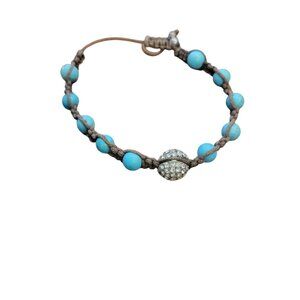 Turquoise Bead Retro Boho or Buddhist Bracelet - 9mm - Adjustable